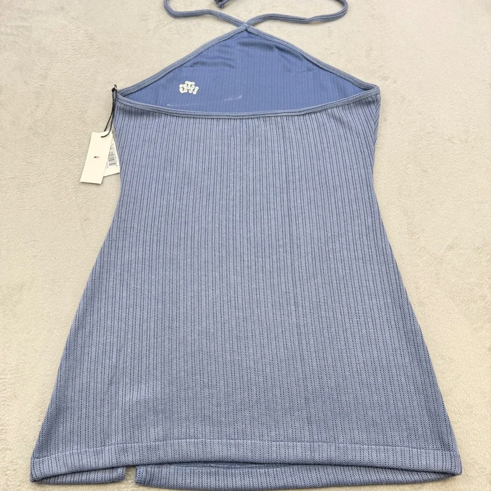 HONOR THE GIFT Dress Womens Blue 70s‎ Halter XXL Ribbed Side Party Streetwear